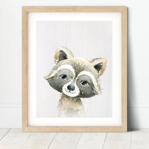 Raccoon Woodland Nursery Art Print