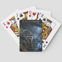 Raccoon Woodland Stream ANIMALS Poker Cards