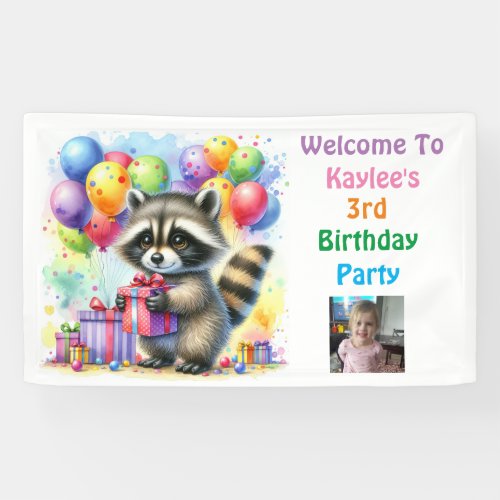 Raccoon Woodland Themed Birthday Personalized Banner