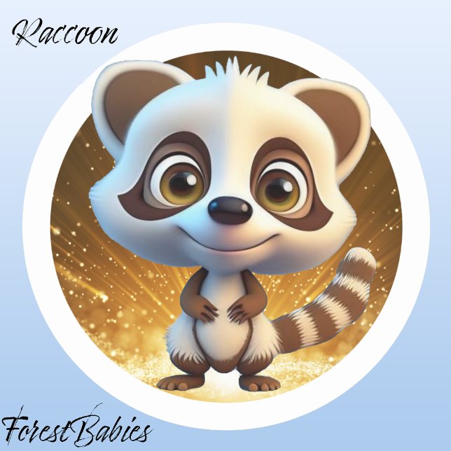 Raccoon 🌲 Woodland Wildlife Wild Animal Graphic Classic Round Sticker (Raccoon, ForestBabies Classic Round Sticker)