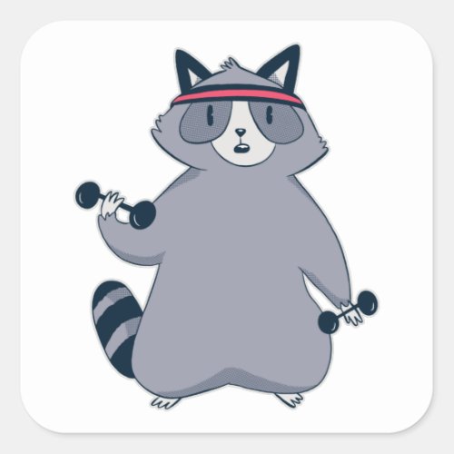 Raccoon Workout Square Sticker