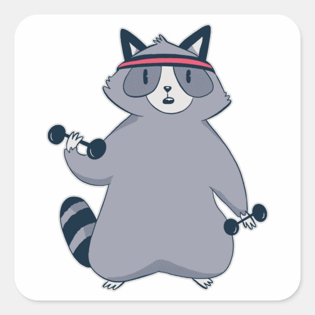 Raccoon Workout Square Sticker (Front)
