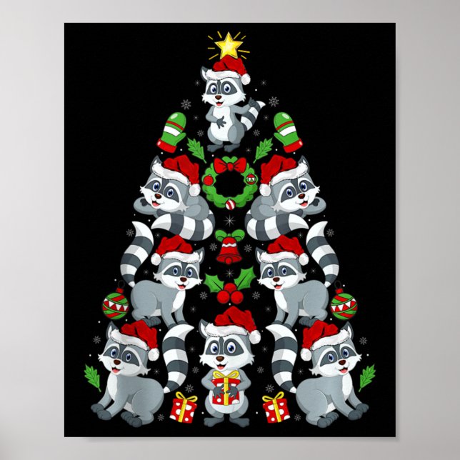 Raccoon Xmas Decoration Santa Hat Raccoon Christma (Front)