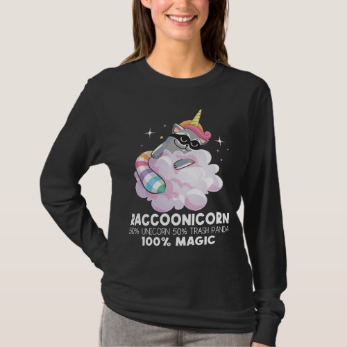 Raccoonicorn Unicorn Trash Panda _ Funny Raccoon L T_Shirt