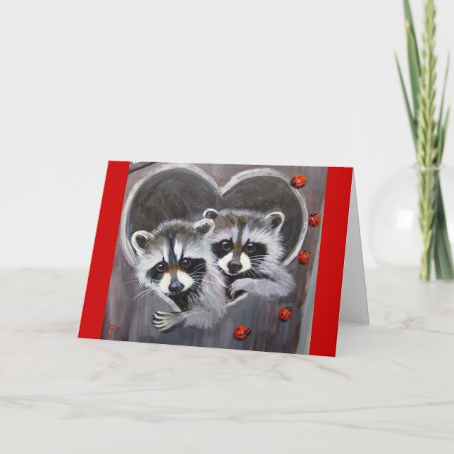 Raccoons and ladybugs card (Front)