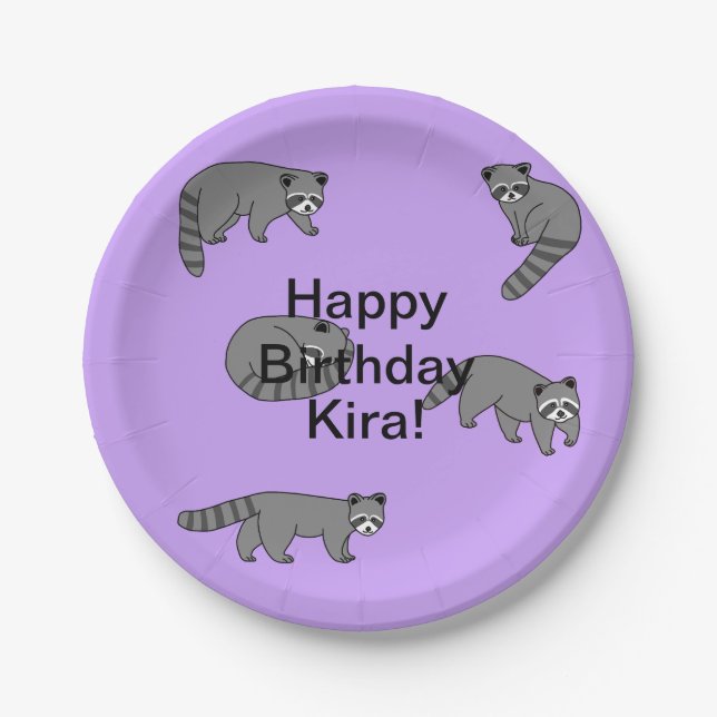 Raccoons Birthday Paper Plates (Front)