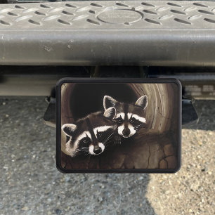 Raccoons Brown Cute Tree Hitch Cover