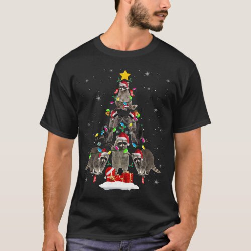 Raccoons Christmas Tree Funny Santa Raccoon Lover  T_Shirt