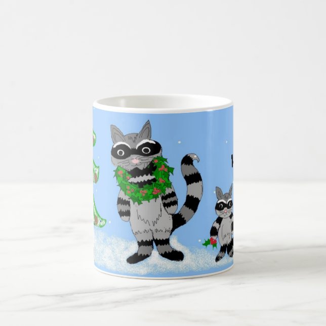 Raccoons Decked Out for the Holidays Coffee Mug (Center)