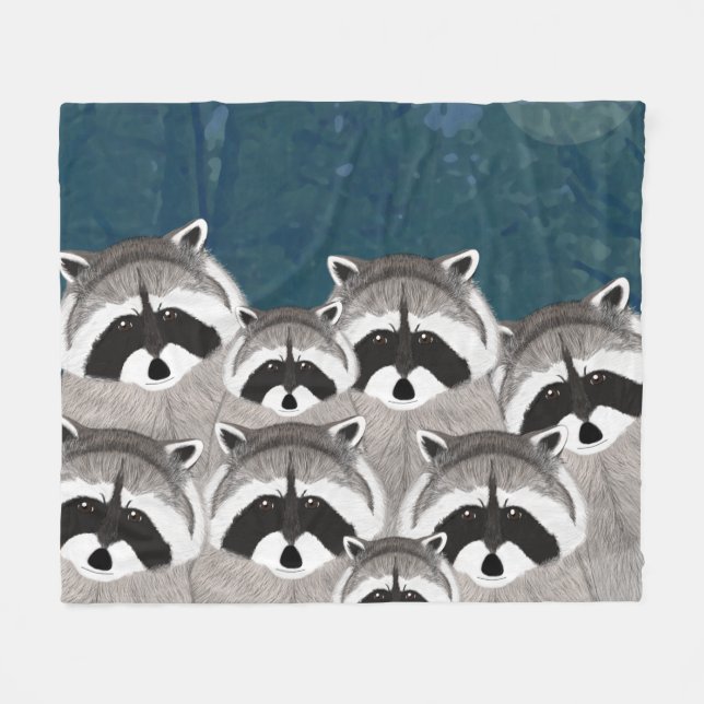 Raccoons Fleece Blanket (Front (Horizontal))