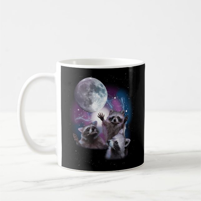 Raccoons Howling At The Moon - Raccoon Coffee Mug (Left)