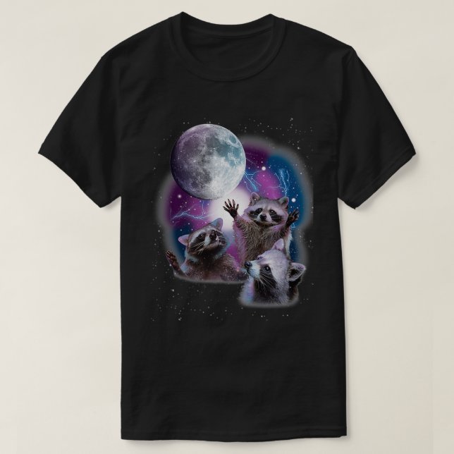 Raccoons Howling at the Moon Shirt Funny Raccoon C (Design Front)