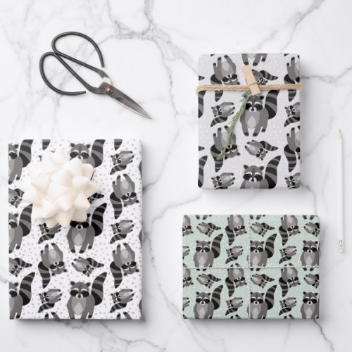 Raccoons in the Falling Snow Wrapping Paper Sheets