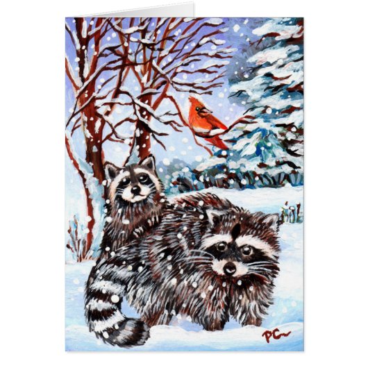 Raccoons in the Snow (Front)