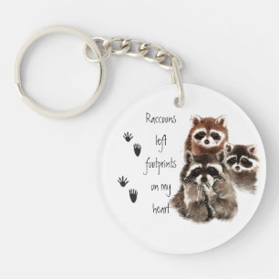 Raccoons left footprints on my Heart Cute animal K Keychain