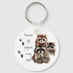 Raccoons left footprints on my Heart Cute animal Keychain