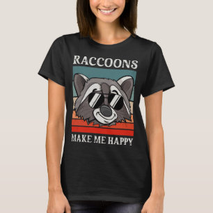 Raccoons Make Me Happy Retro Vintage Raccoon Lover T-Shirt