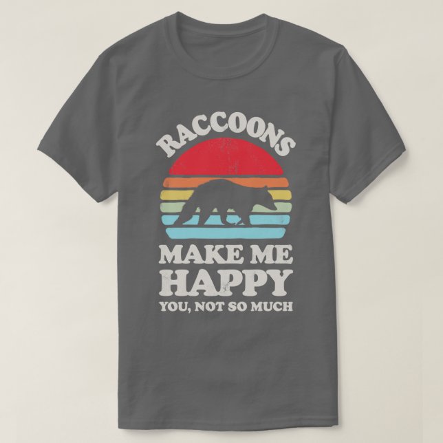 Raccoons Make Me Happy Sunset Retro for Men Women  T-Shirt (Design Front)