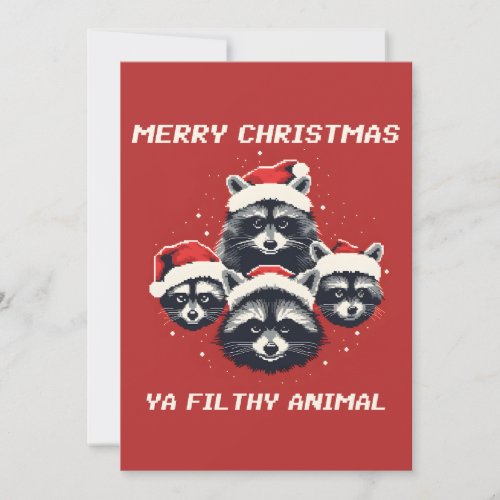 Raccoons Merry Christmas Ya filthy animal Holiday Card