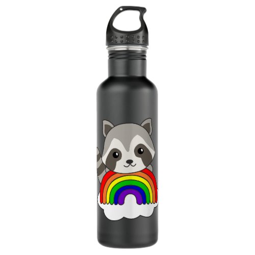 Raccoons Rainbow Cute Animals Colorful Raccoons Stainless Steel Water Bottle