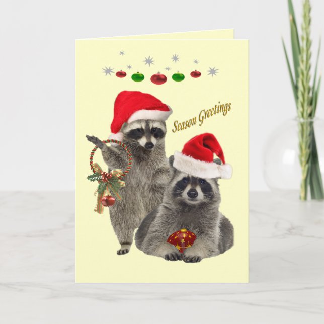 Raccoons season greetings holiday card (Front)