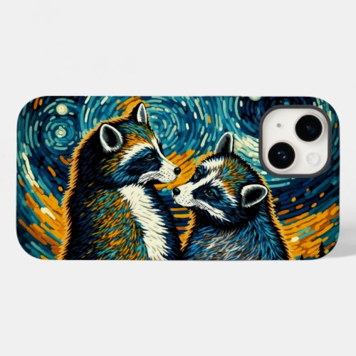 Raccoons Under Starry Skies _ Van Gogh Style Case_Mate iPhone 14 Case