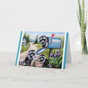 Raccoons Valentine Mail Blank Greeting Card