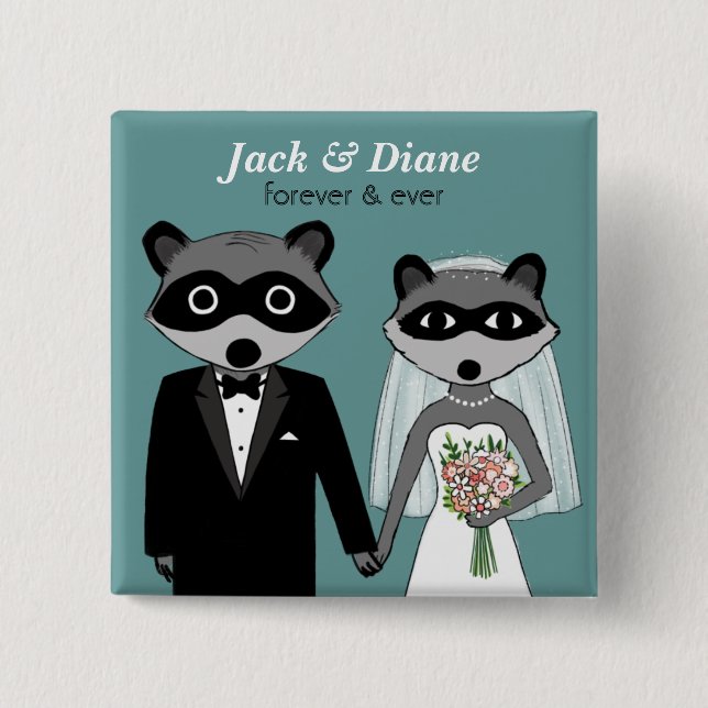 Raccoons Wedding Button (Front)