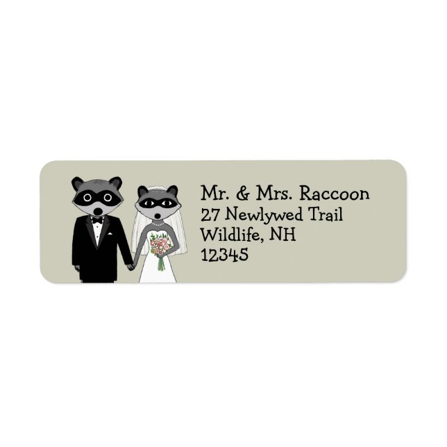 Raccoons Wedding Couple - Cute Bride and Groom Label (Front)