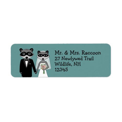 Raccoons Wedding Couple _ Cute Bride and Groom Label