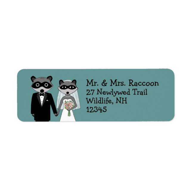 Raccoons Wedding Couple - Cute Bride and Groom Label (Front)