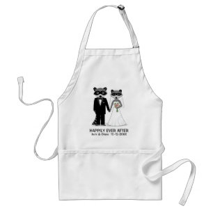 Raccoons Wedding Couple with Custom Text Adult Apron