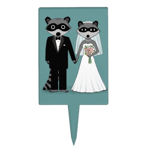 Raccoons Wedding _ Cute Bride and Groom Cake Topper