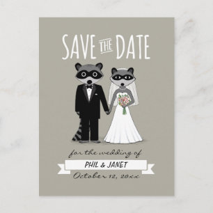 Raccoons Wedding Save the Date Announcement Postcard