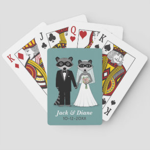 Raccoons Wedding with Custom Text Poker Cards