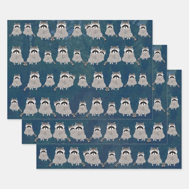 Raccoons Wrapping Paper Sheets (Set)