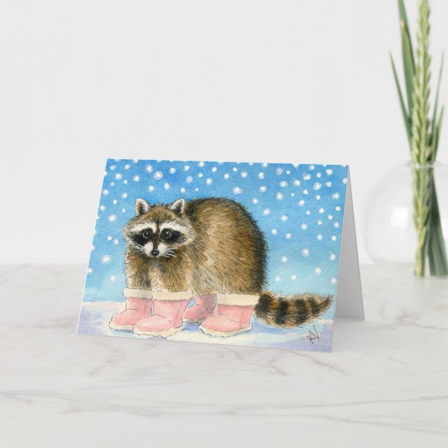 Raccoon'sSnow Day greeting card (Front)