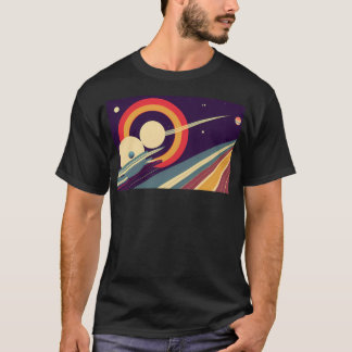 Race Around Saturn Vintage Travel Design T-Shirt