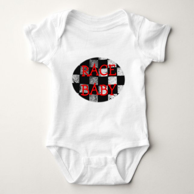 Race Baby Checkered Flag Customizable Bodysuit (Front)