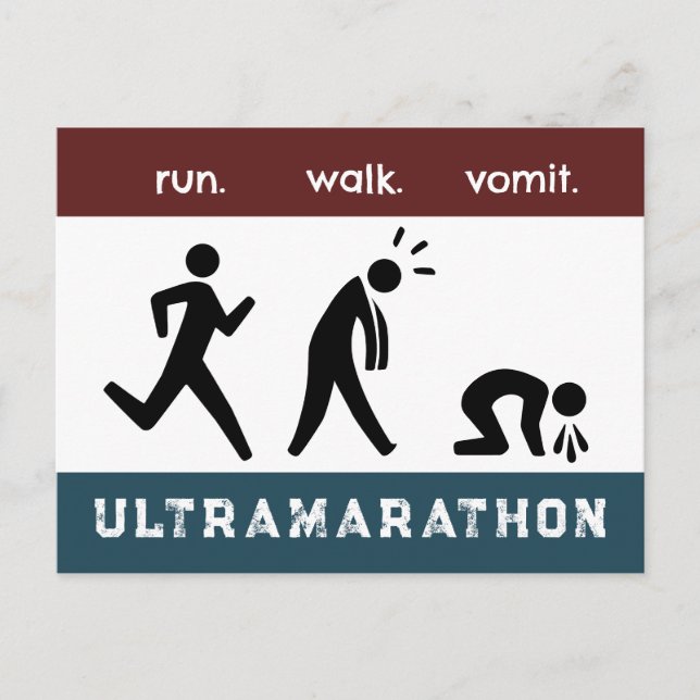 Race Bib of Run. Walk. Vomit. Pictogram Postcard (Front)