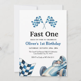 Race Car 1st Birthday, Boy Birthday Party Invitation