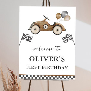 Race Car 1st Birthday Party Decor Welcome Sign
