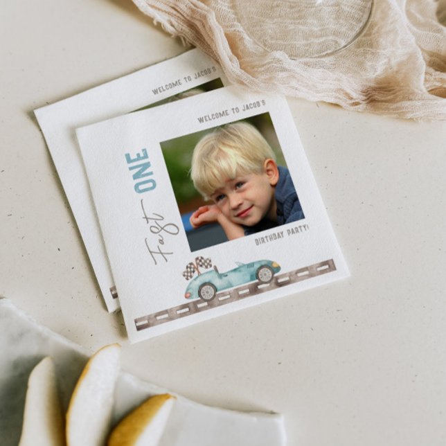 Race Car 1st Birthday Photo  Napkins (Creator Uploaded)