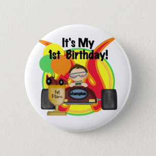 Race Car 1st Birthday Tshirts and Gifts Button