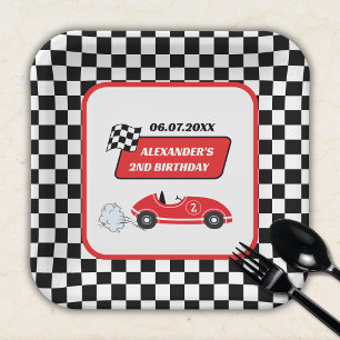 Race Car 2nd Birthday Paper Plates Personalized