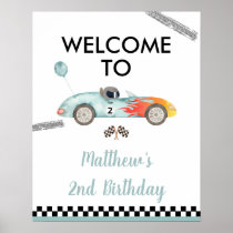 Race Car 2nd Birthday Welcome Sign