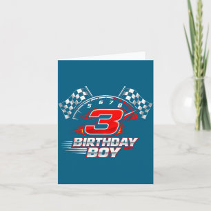 Race car 3 birthday party racing 3rd bday thee yea card