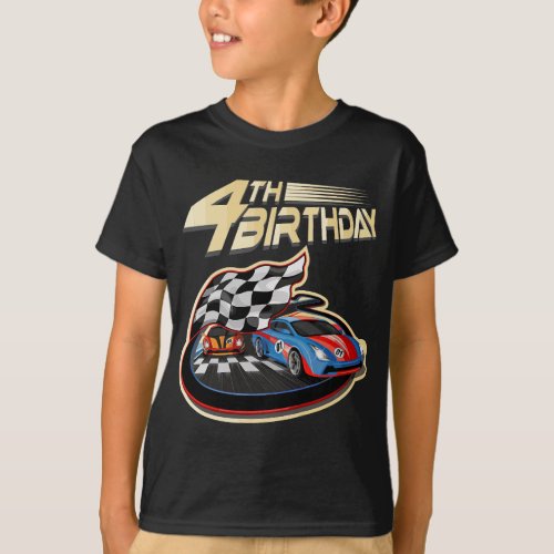 Race Car 4th Birthday 4 Years Old  Gifts T_Shirt