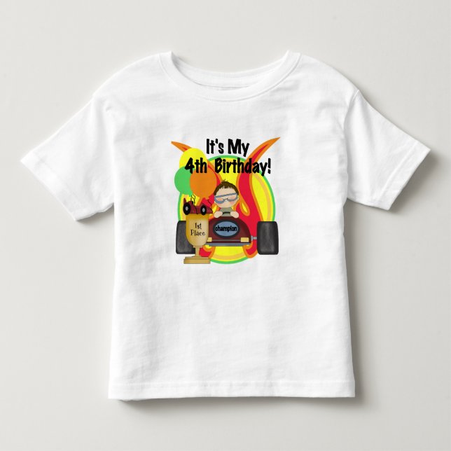 Race Car 4th Birthday Tshirts and Gifts (Front)