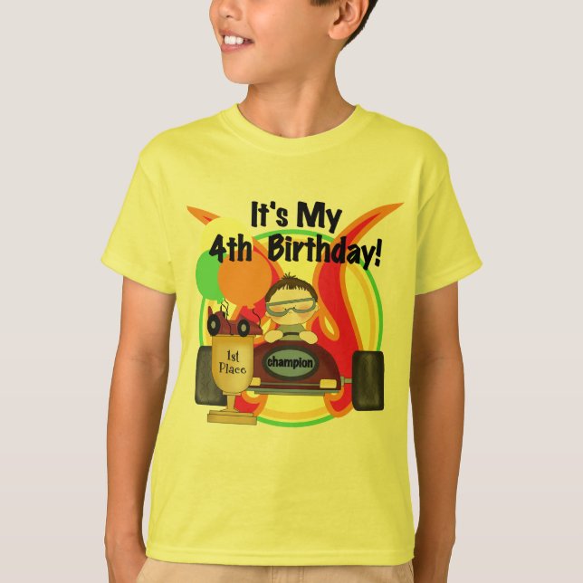 Race Car 4th Birthday Tshirts and Gifts (Front)